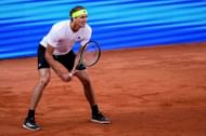 Zverev during a point in the Hamburg Open 2025 - Source: Getty